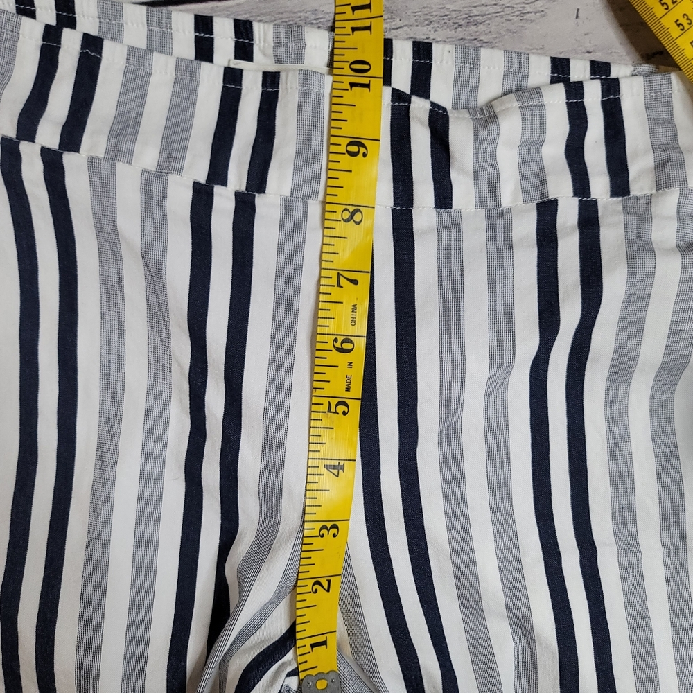 Avenue Montaigne Women's Leo Pant Blue & White Striped Cropped Flare Siz… - Picture 7 of 11